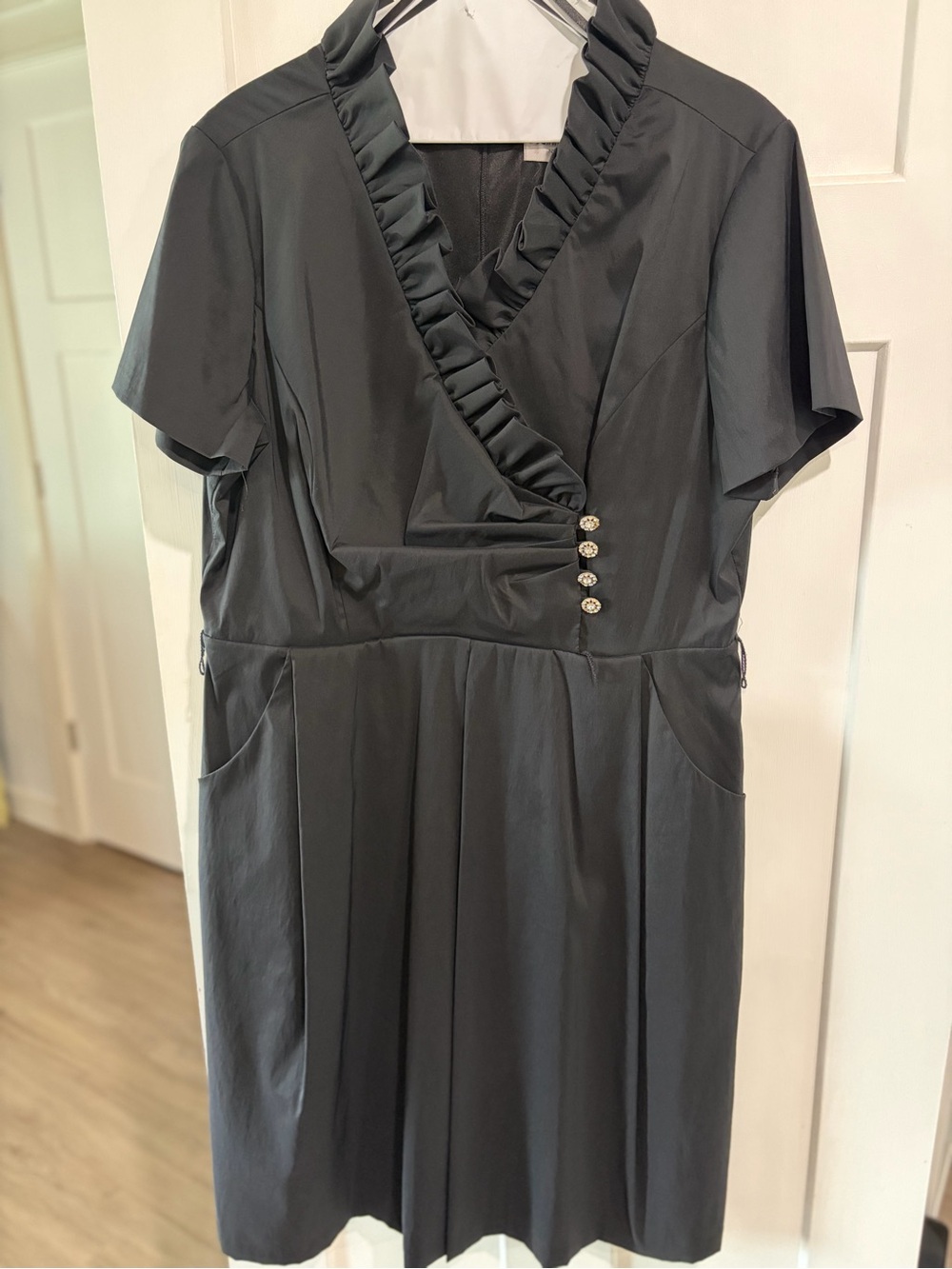 Classic Black Ruffle-Trim Special Occasion Dress
